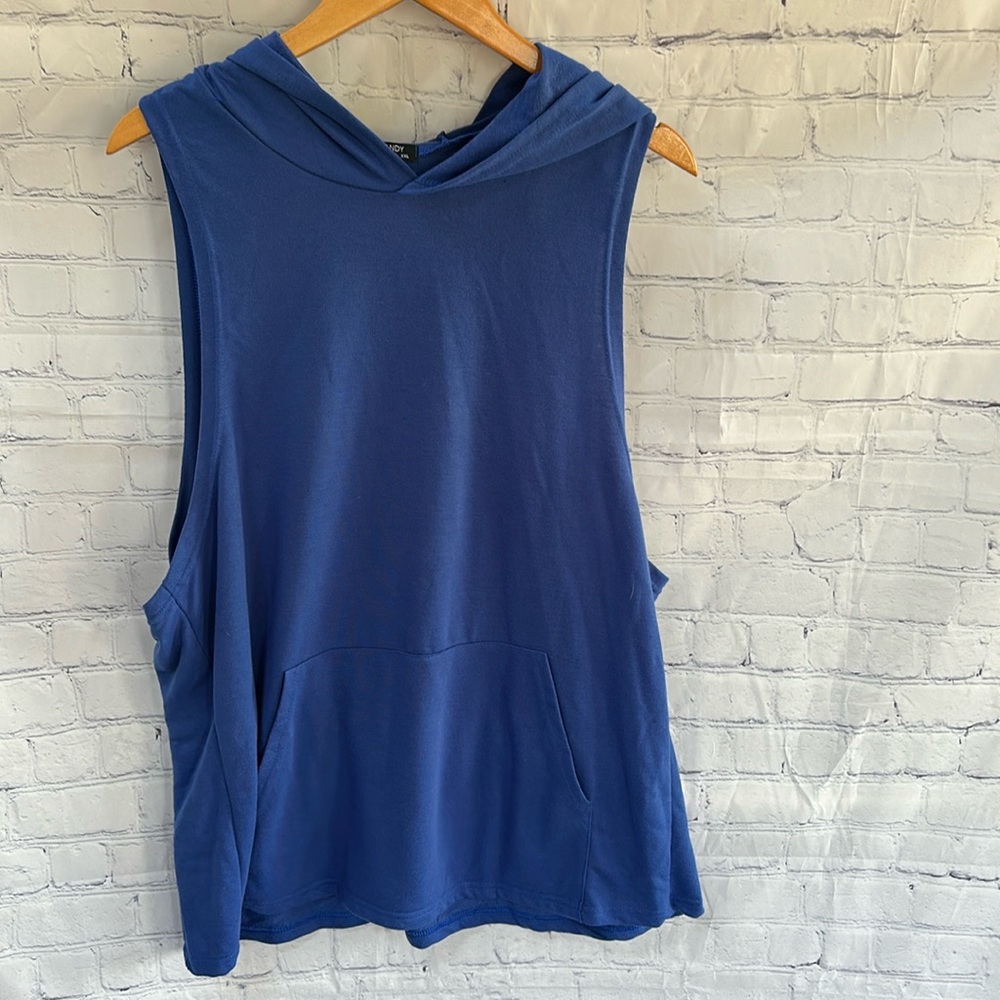 NWOT Coofandy Royal Blue Hoodie Muscle Tank Sleeveless Gym Shirt Men’s Size XXL